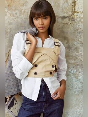 Anthropologie Trench Buttoned Blouse - Light Sand